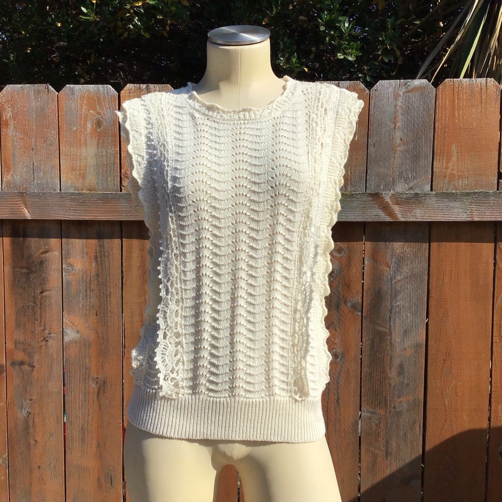 Democracy Cream Textured Knit Top Item #122